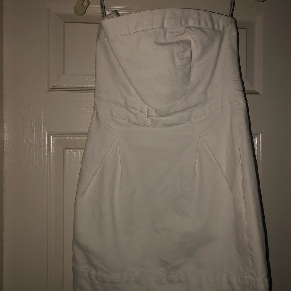 White strapless denim guess dress